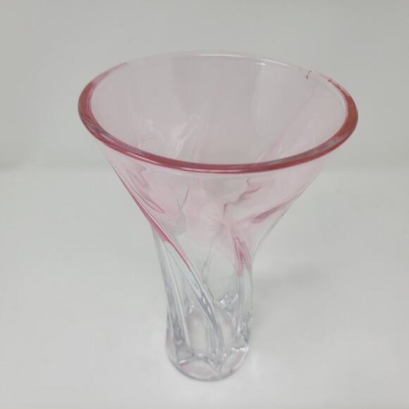 Vintage VTG Spiral Swirl Pattern Pink Ambre Flower Vase - Picture 6 of 9